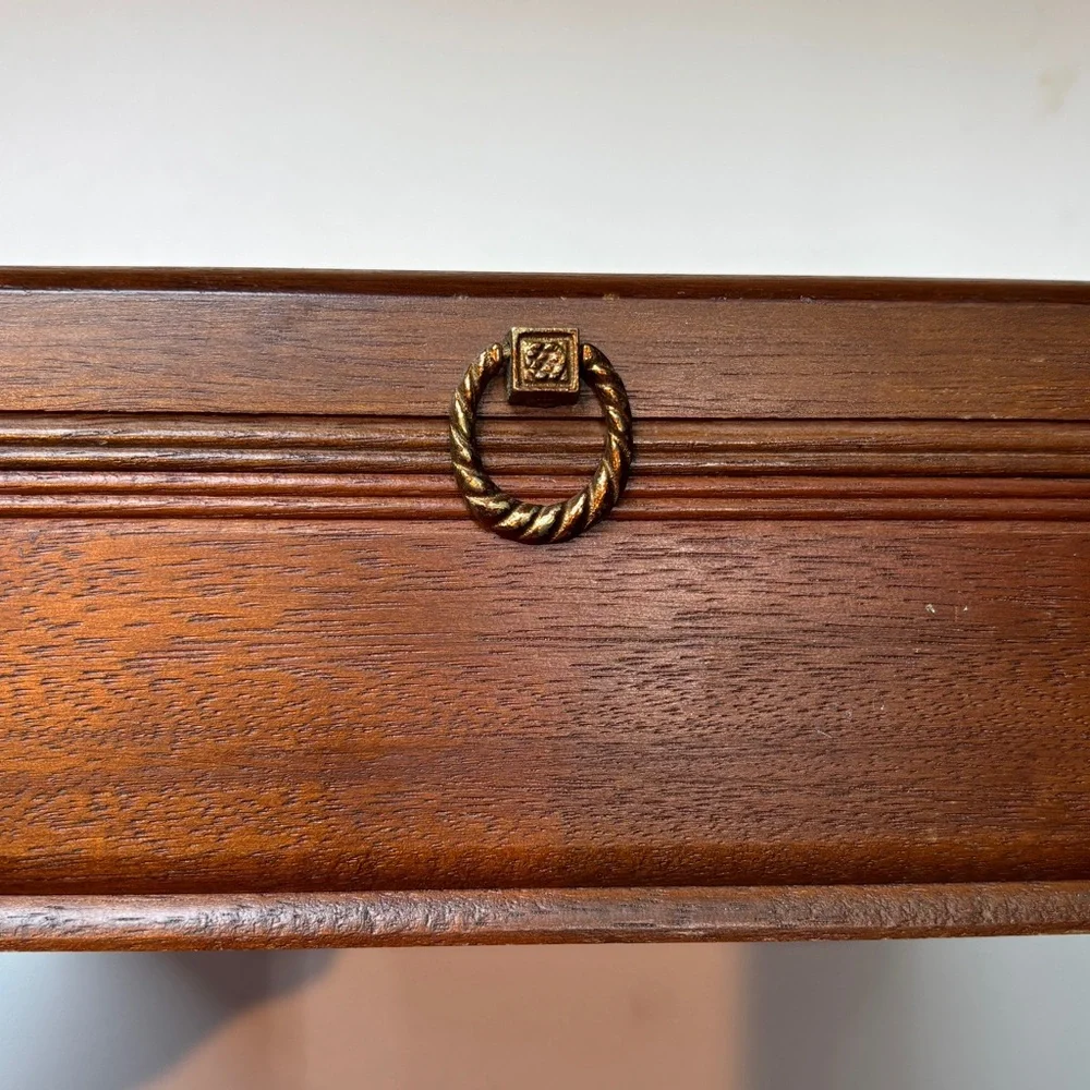 Wooden Jewelry Box Vintage Tapestry Velvet Inlay